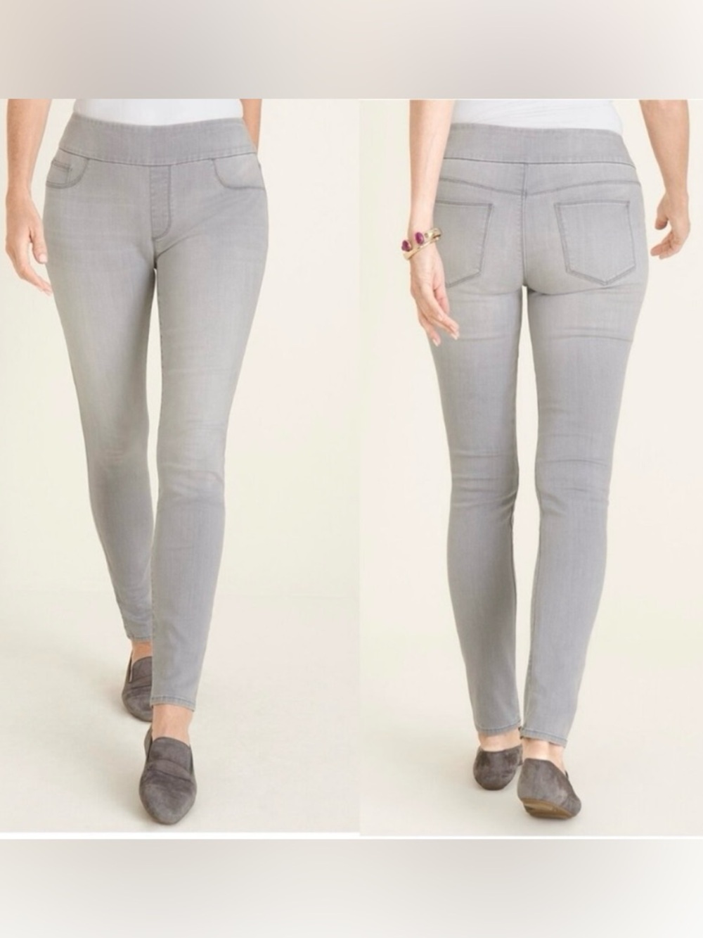 Chico's Pull on Jeggings Pants Women’s XS/2 Gray Denim Classic Casual Stretch
